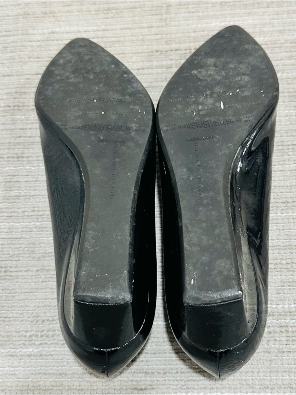 Stuart‎ Weitzman Women’s Black Patent Leather Wedges Size 5,5 - Picture 9 of 11